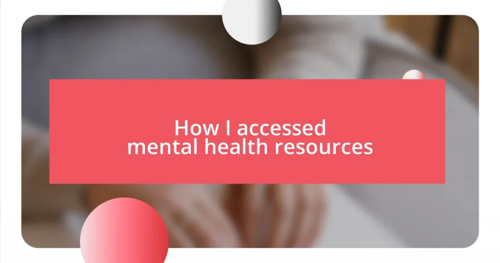 How I accessed mental health resources