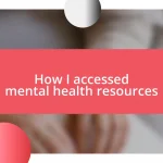 How I accessed mental health resources